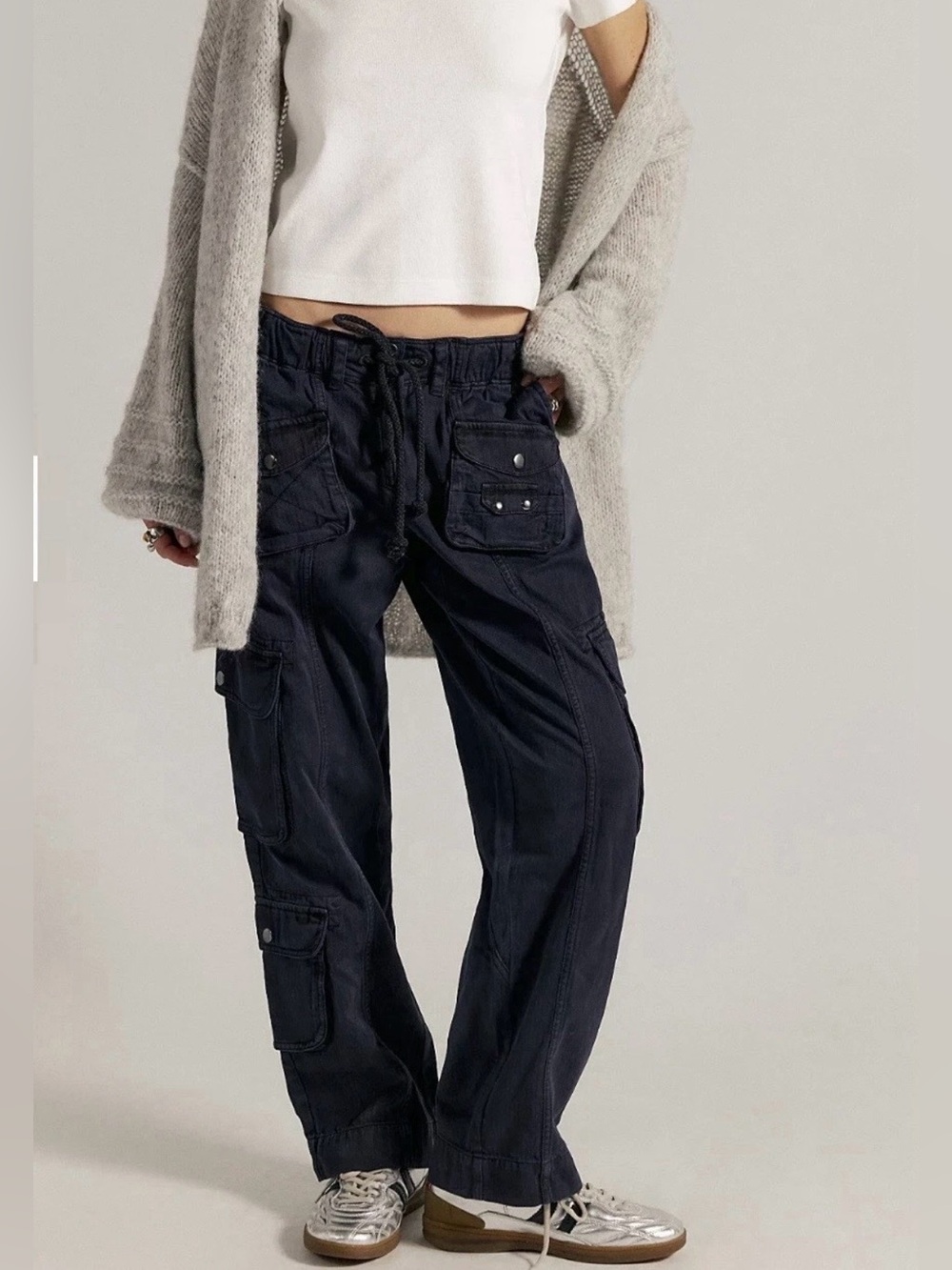 Free People We The Free Tahiti Pull-on Cargo Black Pants size small